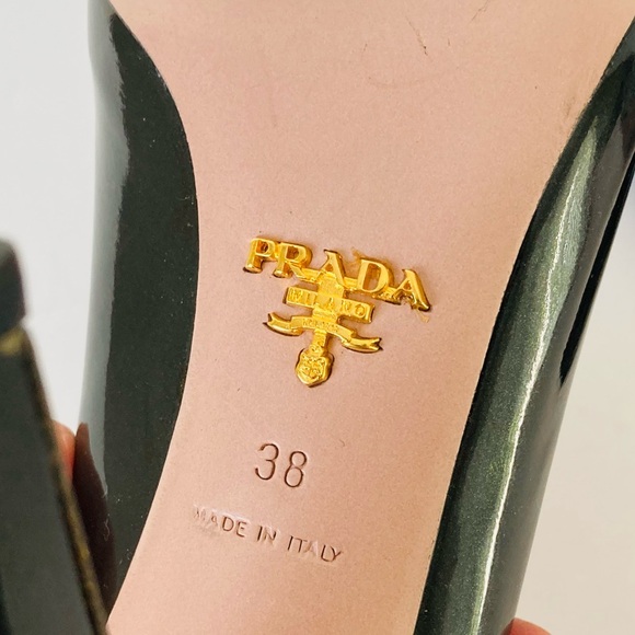 Prada Peep Toe Open Toe Black Patent Leather Pumps Heels - Picture 13 of 15